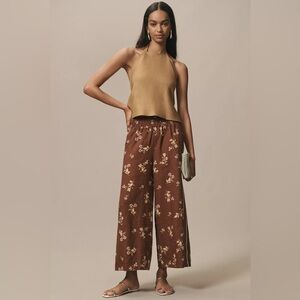 Anthropologie The Somerset Printed-Linen Pull-On Pants